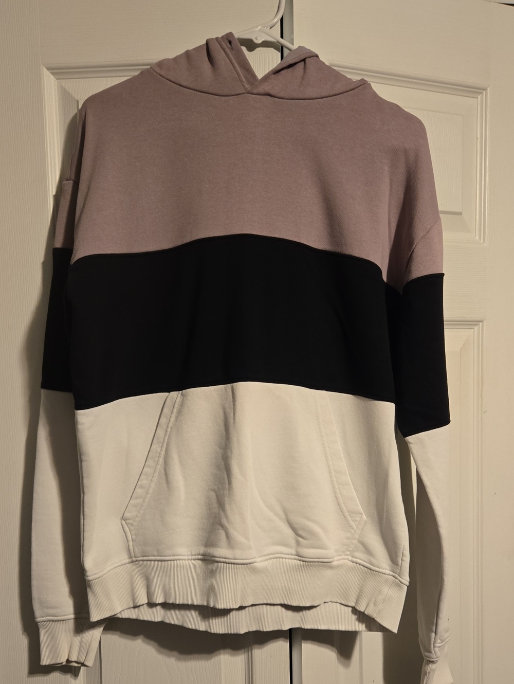 Men's Colorblock Hoodie Sweatshirt - Light Mauve, Black & White